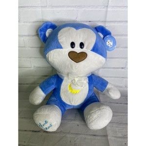 1994 Morning Glory Blue Bear Plush Yellow Moon Tummy White Stuffed Toy 12in